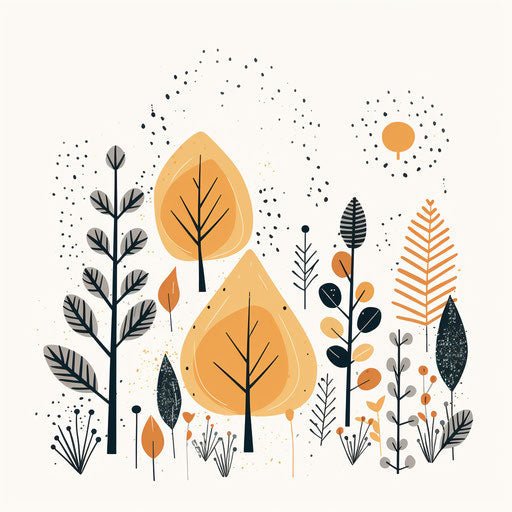 Nature clipart in minimalist style, on white background
