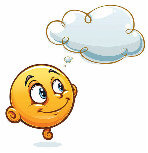Emoticon with thinking face and thought bubble