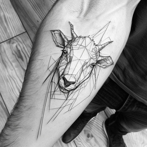 Modern flat tattoo sketch featuring a sheep