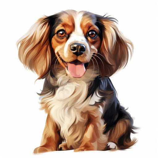Simple dog clipart in Oil painting style on white background