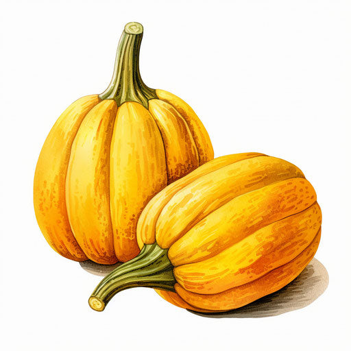 Squash clipart in the style of Chiaroscuro Art, on a white background
