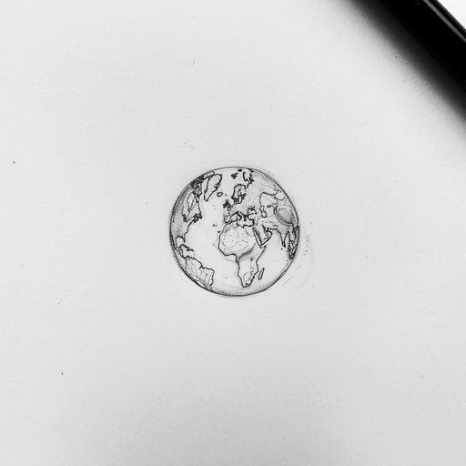 Minimalist tattoo sketch of Earth seen from space