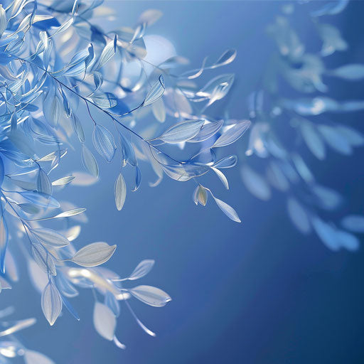 Realistic morning clipart blossoms on flat indigo background
