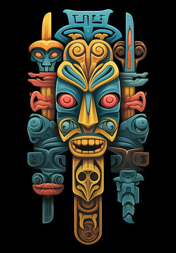 Fantastic vector totem pole