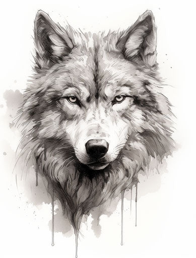 Wolf face in digital art style