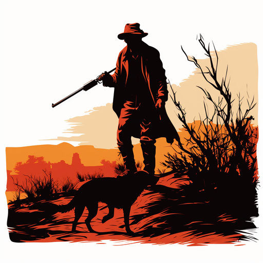 Hunter clipart in the style of Chiaroscuro Art, on white background