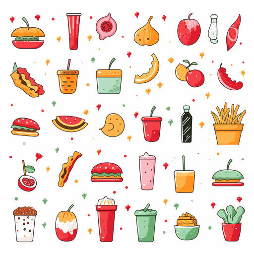 Minimalist style food illustration on white background