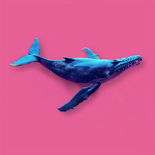 Blue whale on bright magenta backdrop