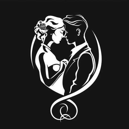 Bold wedding logo with high-contrast black and white design