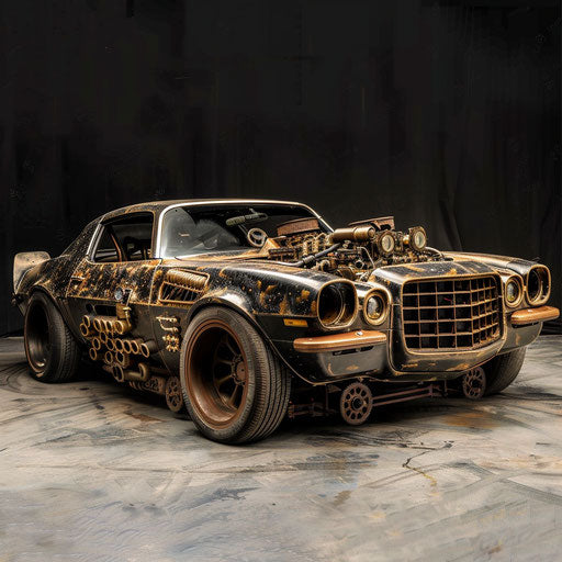 Steampunk Chevrolet Camaro Classic Car with brass fittings