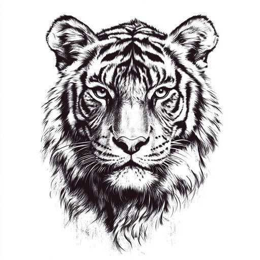 Tiger tattooed on hand in realistic style on white background