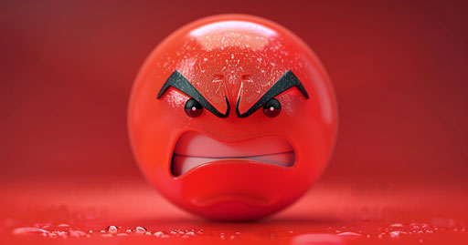 Furious red emoji - lensbaby 50mm composition