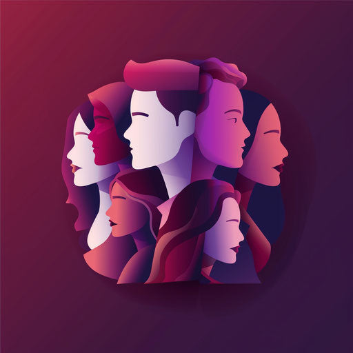 Photo-realistic social clipart on a rich burgundy background