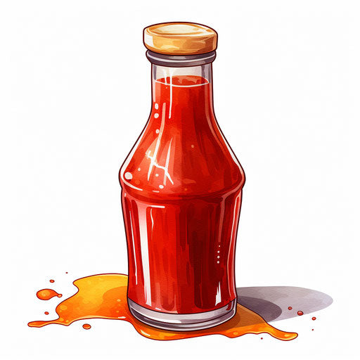 Ketchup illustration in the style of an oil painting, on a white background