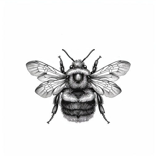 Tiny delicate bumble bee tattoo design