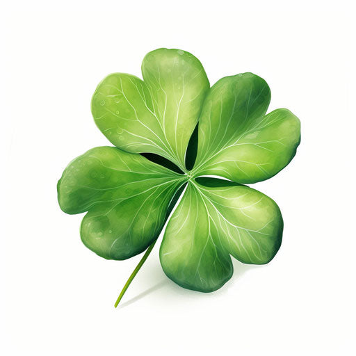 4 leaf clover in Oil painting style, on white background