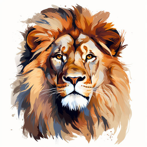 Lion face clipart in the style of Oil painting