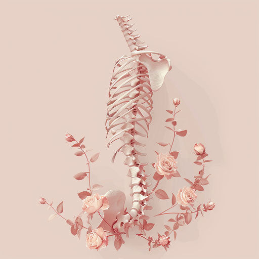 Meticulous spine detail on a dusky rose background