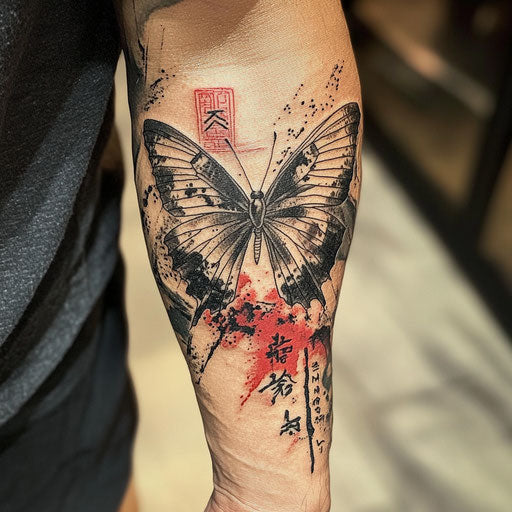Butterfly Tattoo Arm Samurai Symbols Ami James Style
