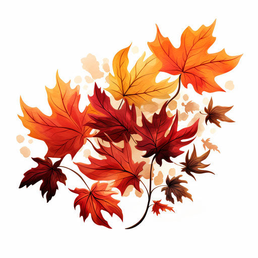 Autumn foliage illustration in the style of Chiaroscuro Art, on white background