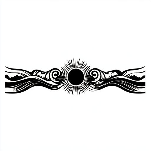 Sun and wave tribal armband tattoo