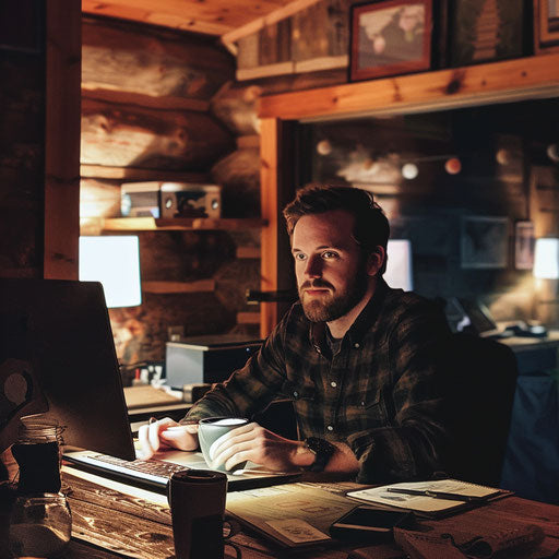Dedicated entrepreneur working late in a cozy home office