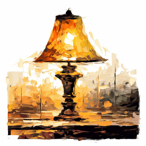 Lamp illustration in the style of Impressionistic Art, on white background