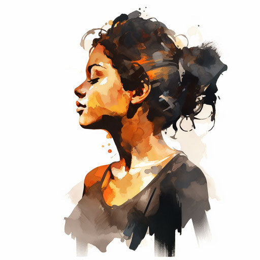 Person silhouette in Oil painting style on white background