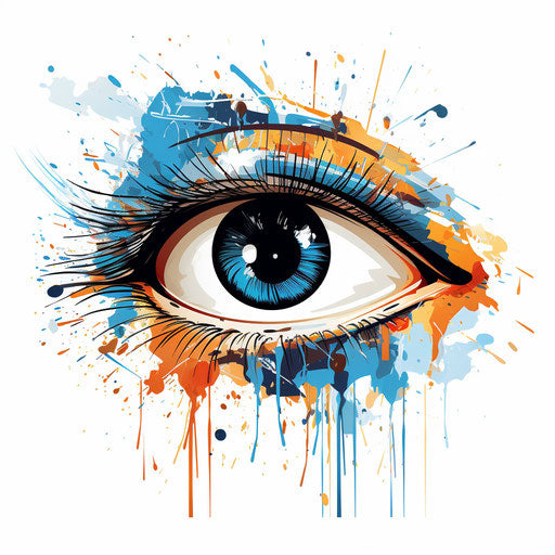 Eyeball clipart in the style of impressionistic art, on white background