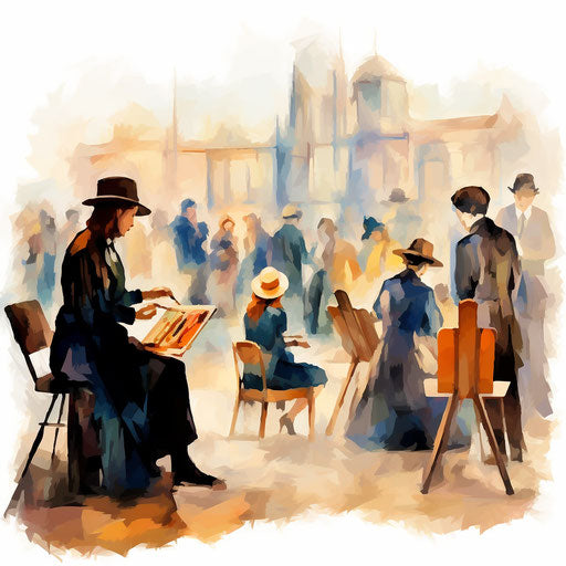 Clipart in the style of Impressionistic Art, on white background