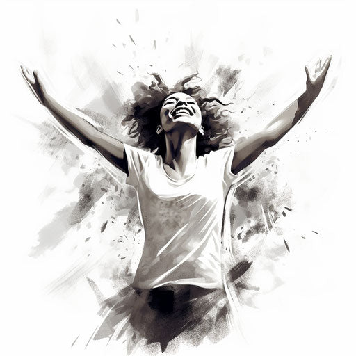 Joy clipart in the style of Chiaroscuro Art, on a white background