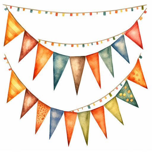 Bunting clipart in the style of Oil painting, on a white background