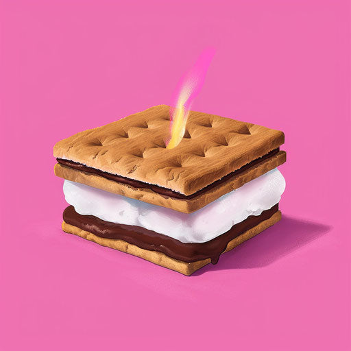S'mores clipart on bright magenta background with intense colors