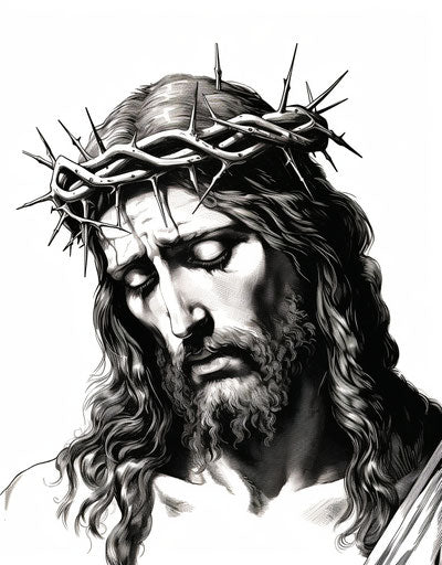 Drawing of Jesus head with crown of thorns