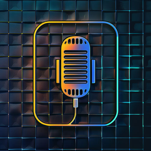 Modern podcast logo with sleek lines on metallic background