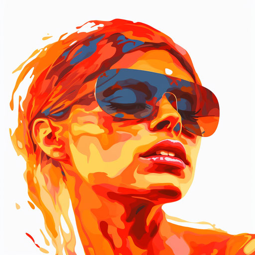 Heat in oil painting style on white background