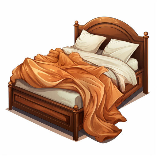 Bed illustration in the style of Chiaroscuro Art, on white background