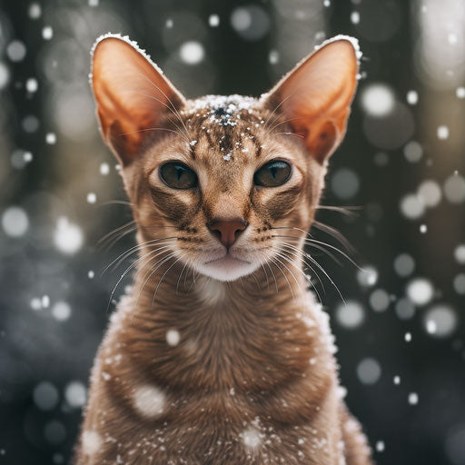 Oriental cat in the snow