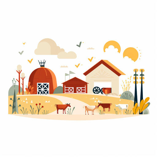 Farm clipart in Minimalist style, on white background