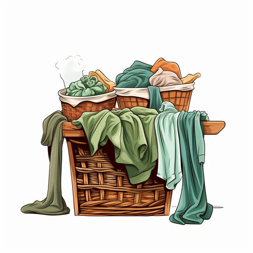 Laundry illustration in the style of Chiaroscuro Art on white background