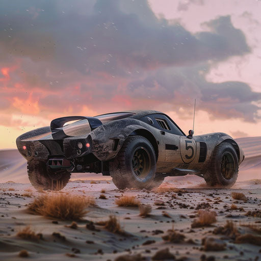 Post-apocalyptic Shelby Daytona with armor plating and off-road tires