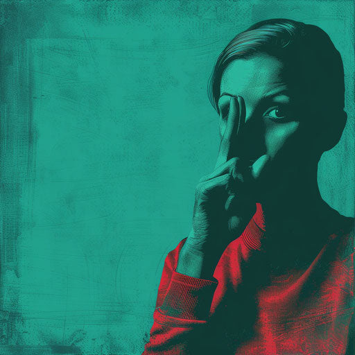 Realistic shhh clipart with flat teal background