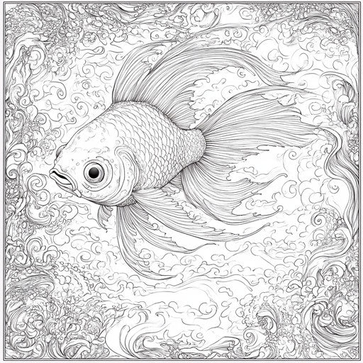 Rainbow fish with ocean patterns, Edward Julius Detmold style