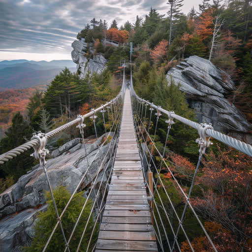 Suspension bridge of Grandfather Mountain with panoramic view