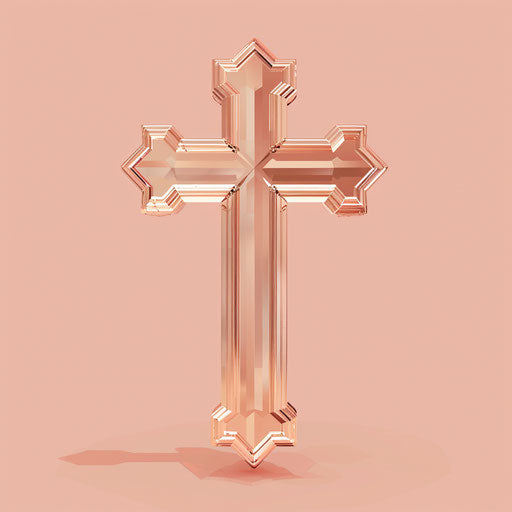 Realistic cross on flat pastel peach background
