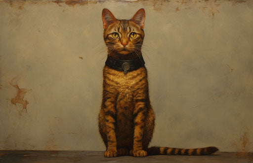 Cat standing, staring into space, Bengal school style