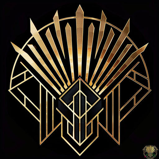 Art Deco logo for sale with a luxurious background, rich colors