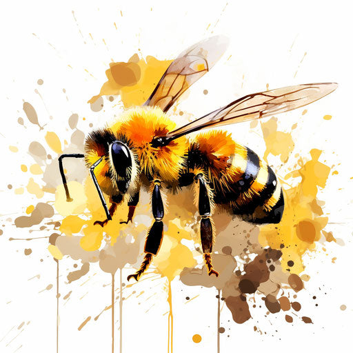 Bee clipart in the style of Impressionistic Art, on a white background