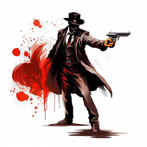 Shot clipart in the style of Chiaroscuro Art, on white background