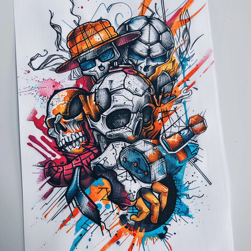 Sporty athletic tattoo design with bright dynamic colors